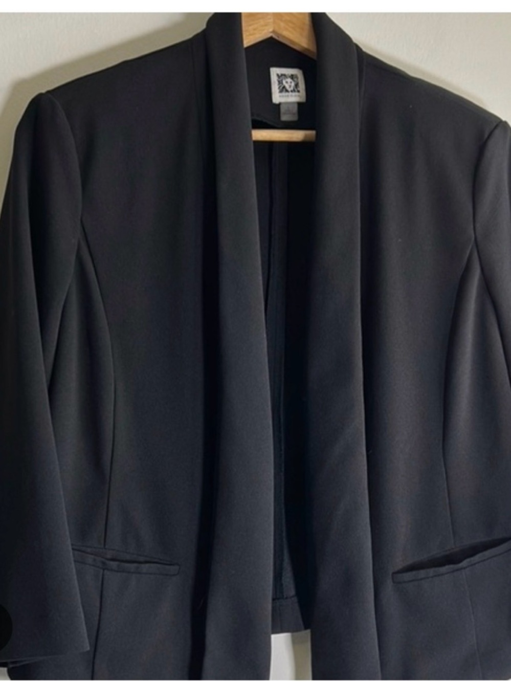 Anne Klein Black Shawl Collar Open-Front Blazer